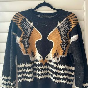 TOPSHOP Cropped Goose Design Wool Sweater